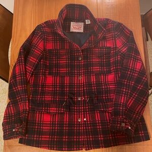 Red Buffalo Plaid Levi’s Wool Button Up Jacket
